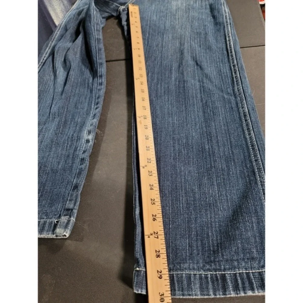 Lot 29 World Class Denim Vtg Embroidered Pocket Distressed  Red Graphic Jeans 32